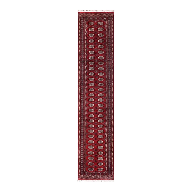 Tribal Bokhara Red/Beige Hand Knotted Wool Rug Runner For Sale
