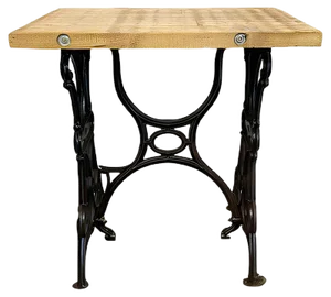 Industrial Iron & Wood Worktable, 1950s