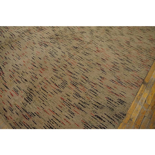 1920s Beige Abstract Modern Antique American Shaker Pile Rug 8' 6'' X 12' Woven Wool Carpet For Sale In New York - Image 6 of 8