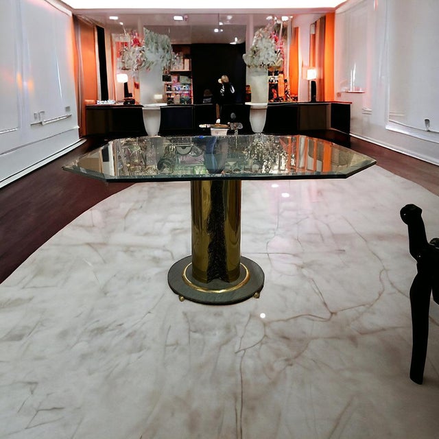 Mid-Century Italian Crystal Brass Dining Table, 1970s For Sale - Image 3 of 18