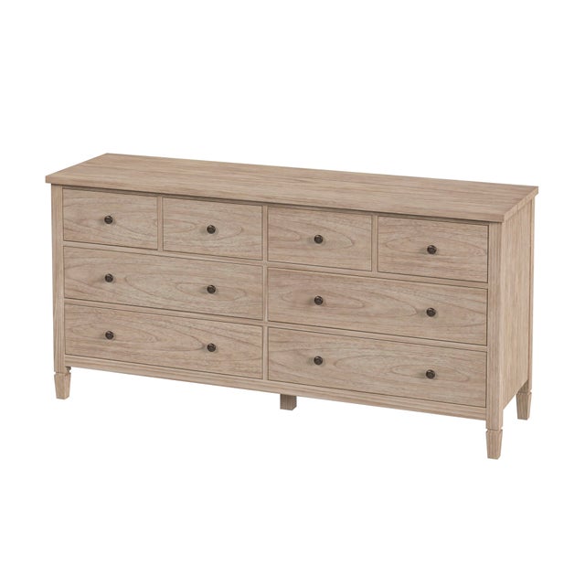 Beige Flagstaff 64 in. W Rectangular Wood 8 Drawer Dresser, Desert Sand For Sale - Image 8 of 8