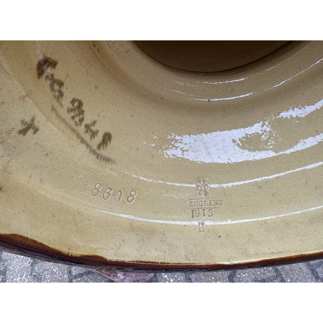 1913 English Porcelain Pedestal Floral Cream Antique Column For Sale - Image 4 of 12