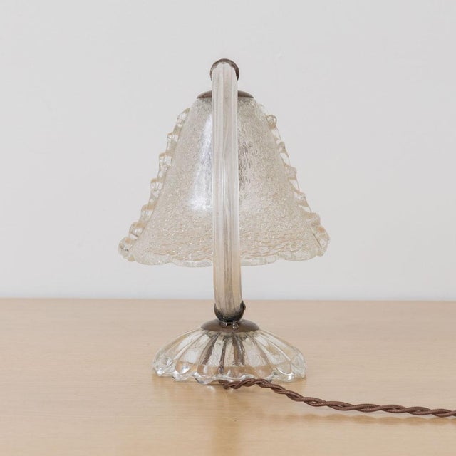 Antique White 1940s Petite Italian Murano Clear Frosted Glass Lamp For Sale - Image 8 of 16