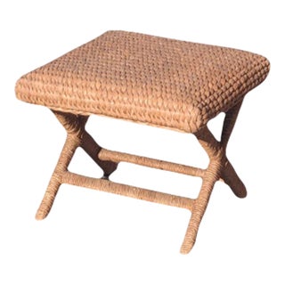 Woven Seagrass X-Base Bench/Stool For Sale