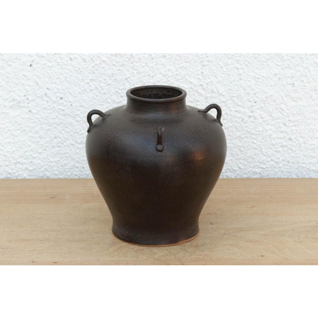 Mid 20th Century Antique Dark Glazed Stoneware Jar For Sale - Image 5 of 7