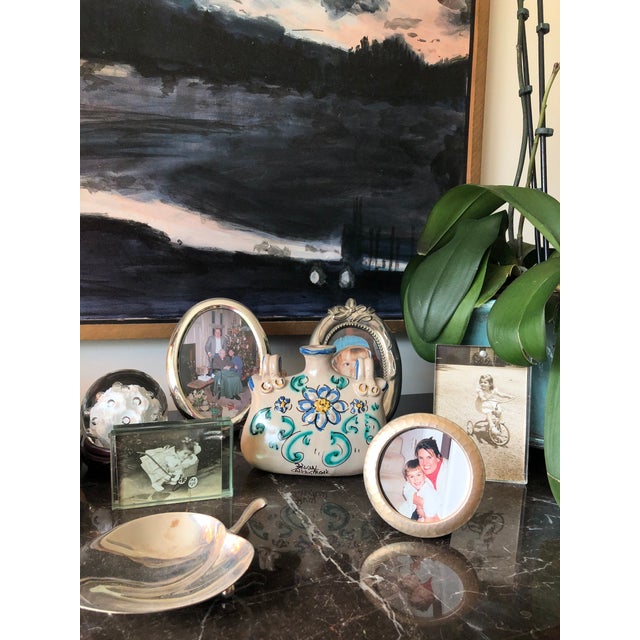 Blue Vintage Italian Caltagirone Majolica Ceramic Floral Vase For Sale - Image 8 of 10