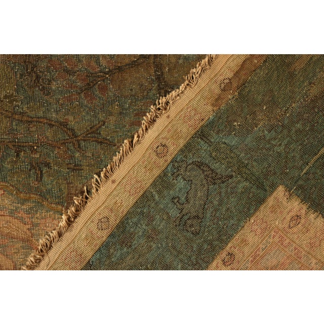 Metal Antique Kayseri Rug in Green and Beige-Brown Floral Pattern For Sale - Image 7 of 7