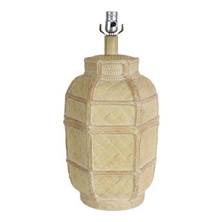 1970s Faux Bamboo Plaster Lamp For Sale