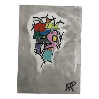 ArpVerdeacqua, Face in Colours Abstract, Acrylic on Canvas For Sale