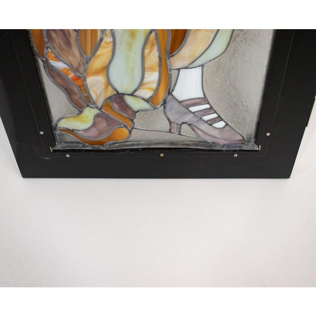 Wood Early 20th-Century American Art Deco Stained Glass Panels in Custom Macassar Screen For Sale - Image 7 of 18