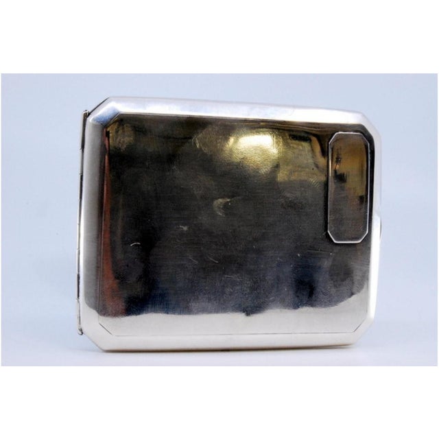 Silver Silver Cigarette Case with Beveled Corners, Monogram Card and Hinged Lid For Sale - Image 8 of 10