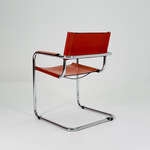Chairs Model MG5 Centro Studio Desk Chair in Cognac by Mart Stam & Marcel Breuer for Fasem ,Italy, 1970s For Sale - Image 6 of 11