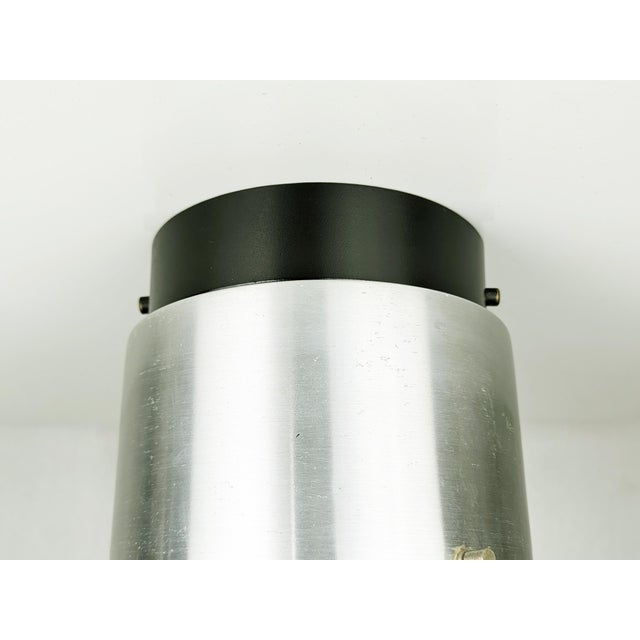 1950s Cylindrical Opaline Glass and Black Metal Flush Mount by Bruno Gatta for Stilnovo, 1950s For Sale - Image 5 of 14
