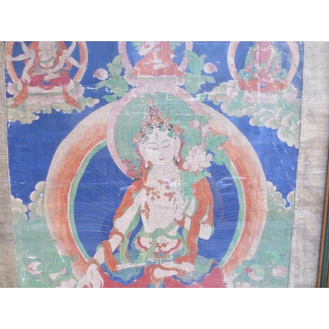 Late 18th Century Antique Tibetan Tanka White Tara 18th For Sale - Image 5 of 14