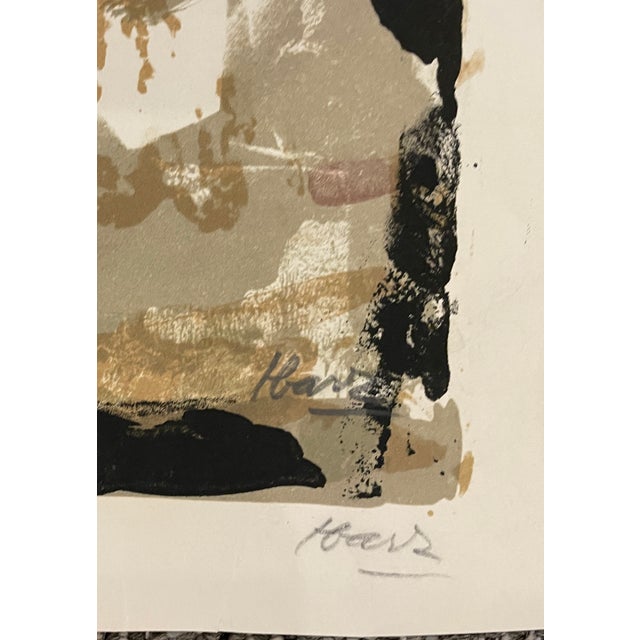 MCM female nude and musician lithograph by Spanish artist Miguel Ibarz Roca (1920-1987). "Serenata," pencil signed and...