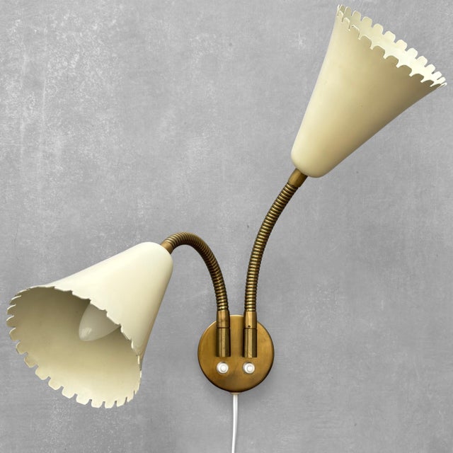 1940s Scandinavian 8661 Wall Lamp in Brass and Steel from Böhlmarks, 1940s For Sale - Image 5 of 10