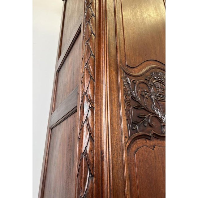 Vintage French Louis XVI Style Carved Walnut 2-Door Wardrobe For Sale - Image 18 of 18