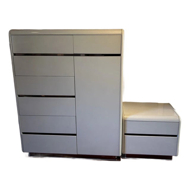 Modern Lane Dresser and Bedside Table - Set of 2 For Sale