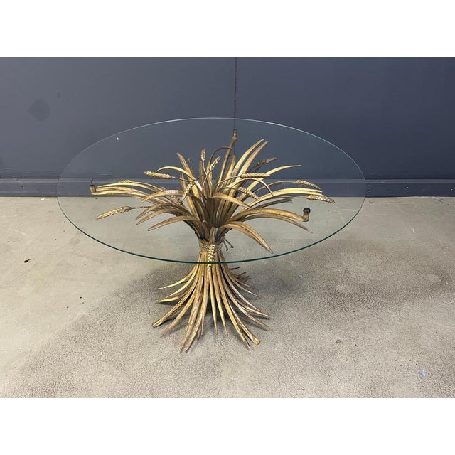 Vintage Gilt Metal Sheaf of Wheat Coffee Table in the style of Coco Chanel, 1960s For Sale - Image 10 of 11