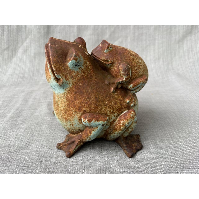 Metal Vintage Cast Iron Frog Doorstop Garden Ornament For Sale - Image 7 of 12