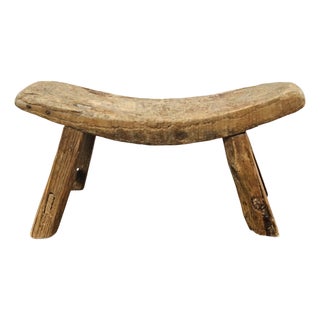 Antique Chinese Elmwood Headrest Wood Pillow Primitive Rustic Form 12" For Sale