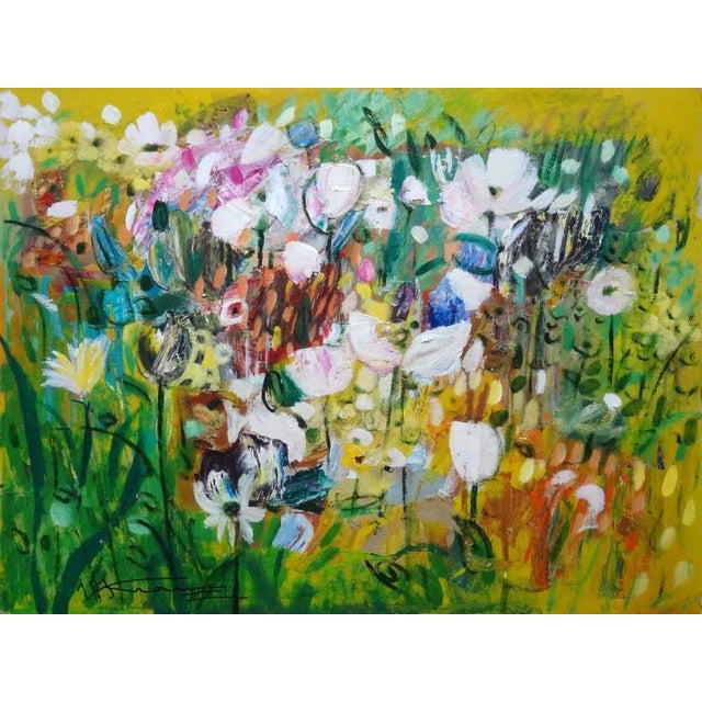 Uldis Krauze, Bright Flowers in the Garden, 2000s, Oil on Board, in Good conditions. Designed from 2000 This piece has an...