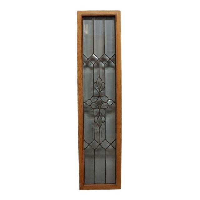 Arts & Crafts Architectural Beveled Leaded Glass Window With Floral Pattern Early 20thC For Sale - Image 3 of 9