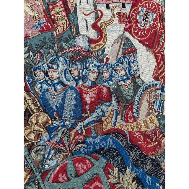 Textile Vintage French Jacquard King Arthur Legend Tapestry by Aubusson, 1990s For Sale - Image 7 of 18