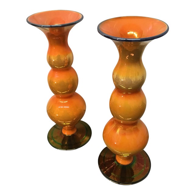 Imperial Freehand Art Glass Vases - a Pair For Sale