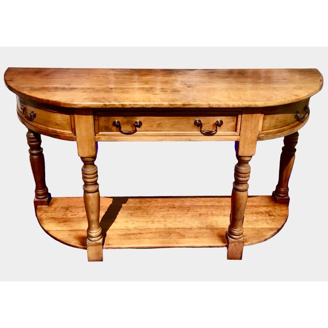 1960s Vintage Turned Maple Bow-Front Console Table Server in French ...
