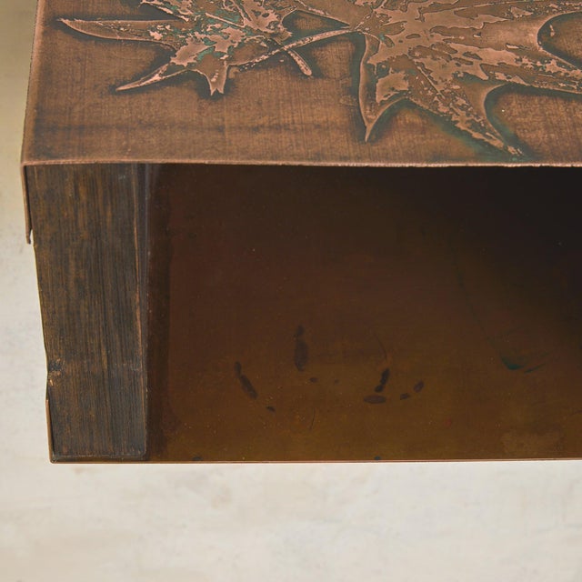 Mid-Century Modern Italian Etched Copper Wall-Mounted Side Table by Victor Cerrato, 1960s For Sale - Image 3 of 11