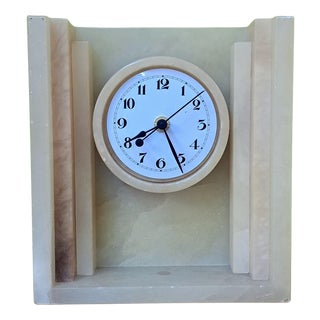 Vintage Alabaster Table Clock, 1985 For Sale