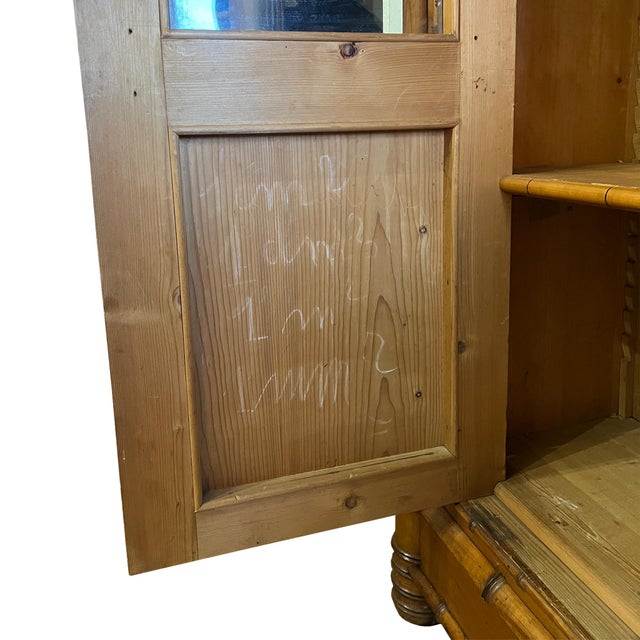 19th Century French Faux Bamboo Armoire With Double Glass Doors and Pagoda Top For Sale - Image 16 of 17