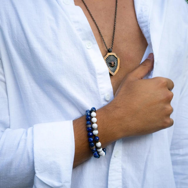 Inner Power Lapis & Howlite Men’s Beaded Bracelet Set Refined, meaningful, and full of intention — the Inner Power...