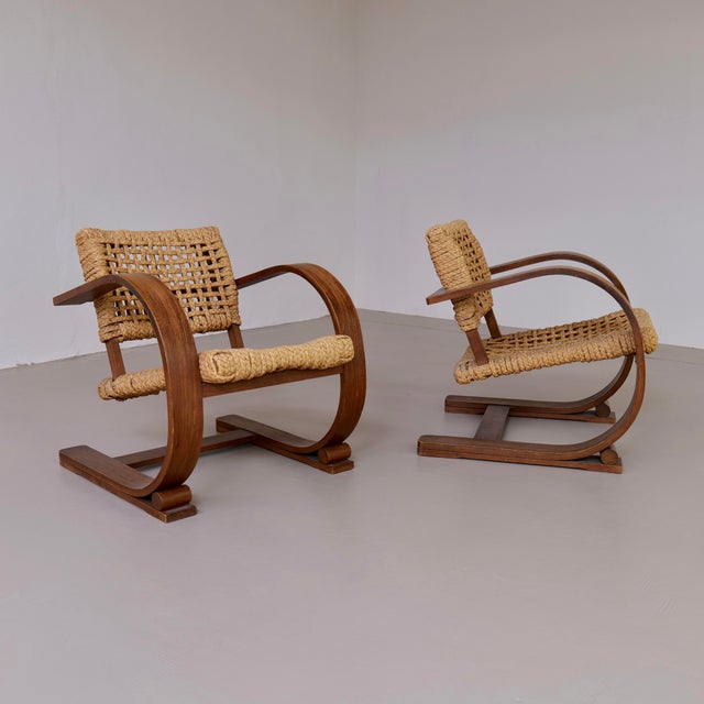 Armchairs by Adrien Audoux and Frida Minnet for Vibo Vesoul, France, 1940s, Set of 2, in Flawless conditions. Designed...