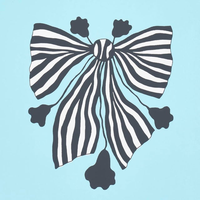 Contemporary SAMPLE - Schumacher x Marian Mcevoy Bow-Wow-Wow Wallpaper In Aqua For Sale - Image 3 of 4