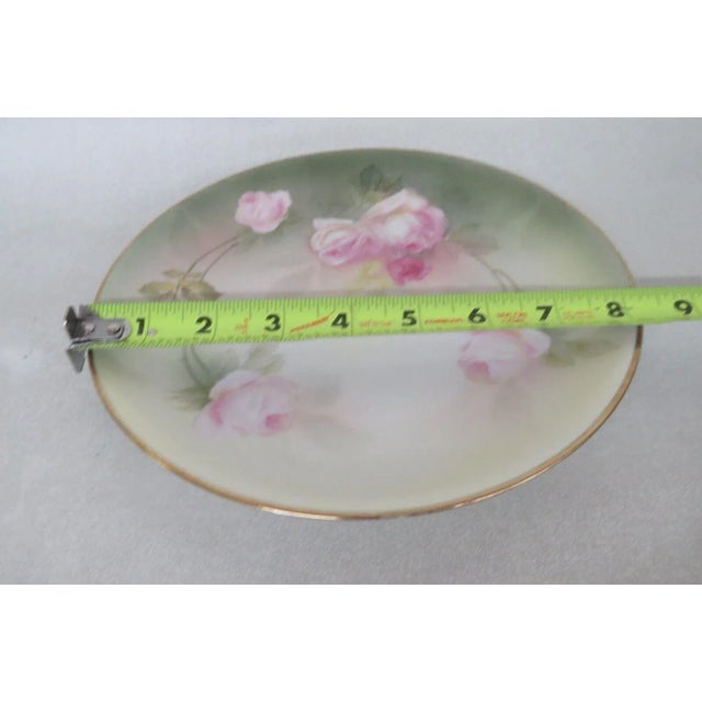 Rs Germany Porcelain Pink Roses Floral Green Decorative Plate For Sale - Image 9 of 13