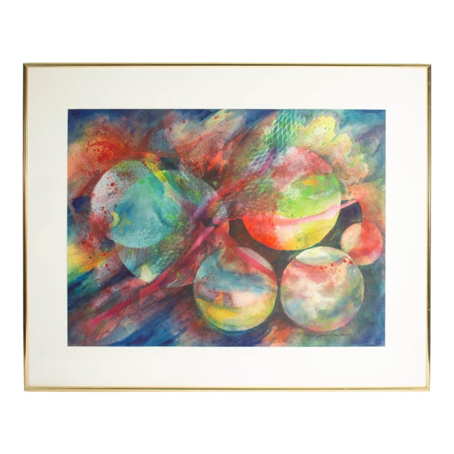 “Flight Continued” Abstract Watercolor Painting by Norma Jean Bruckner For Sale