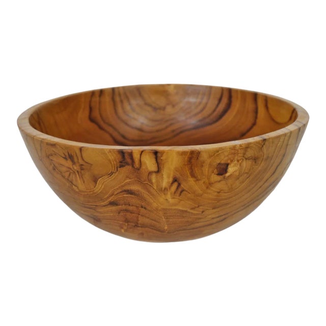 Simple Teak Wood Bowl For Sale