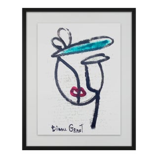 One-Of-A-Kind Abstract Figurative Original Oil Painting 'Portrait of a Woman' in the Style of Pablo Picasso For Sale