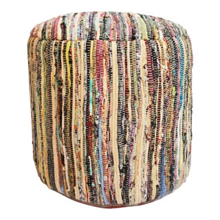 Colorful Sari Rug Pouf Ottoman For Sale