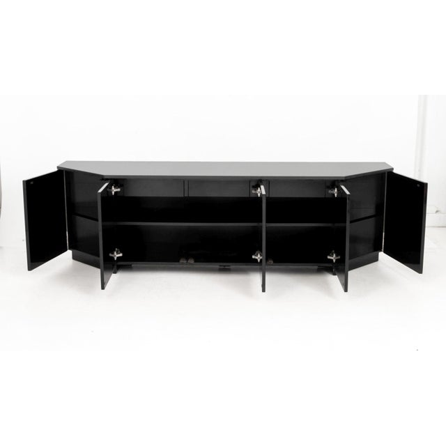 1980s Postmodern Black Lacquer & Granite Sideboard For Sale - Image 5 of 10