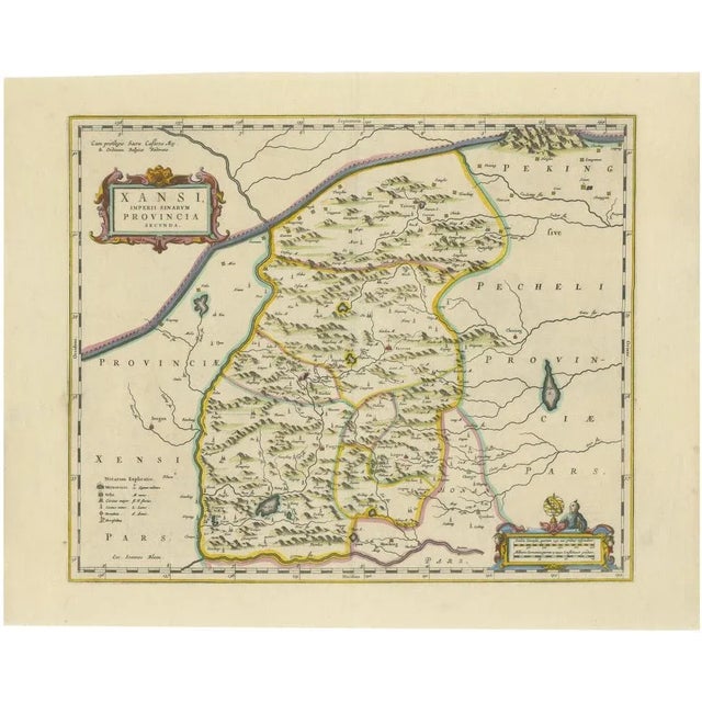 Paper Antique Map of Shanxi ProvincebBy Blaeu, 1655 For Sale - Image 7 of 7