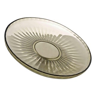 Vintage Italian Art Glass Plate in Transparent Beige and Yellow, 1970s For Sale