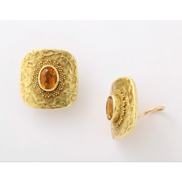 Ed Weiner 18 Kt Gold and Citrine Earrings - 2 Pcs. For Sale - Image 4 of 8