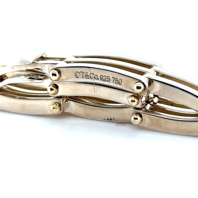Tiffany & Co. Sterling Silver & 18ct Yellow Gold Vintage Gate Link Bracelet 29.75g For Sale - Image 6 of 8