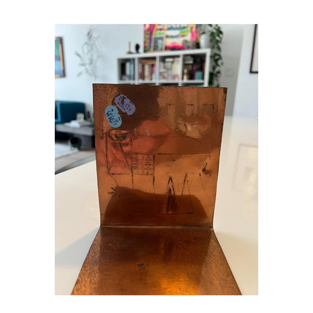 Israeli Mod Arts & Crafts Copper Sculpture Bookends Bezalel Schatz Yaad Studio, c.1960s For Sale - Image 12 of 15