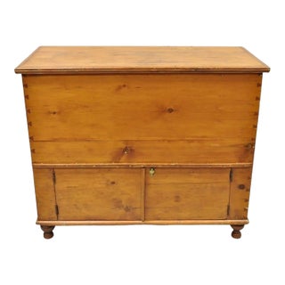19th C. French Country Primitive Pine Wood 2 Tier Dovetailed Farmhouse Dough Box For Sale