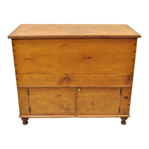 19th C. French Country Primitive Pine Wood 2 Tier Dovetailed Farmhouse Dough Box