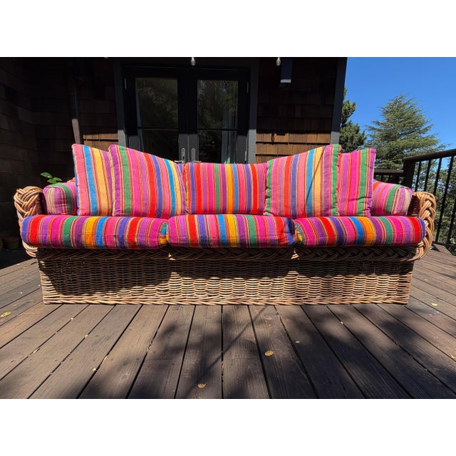 1970s California Wicker Works Sofa For Sale - Image 4 of 9